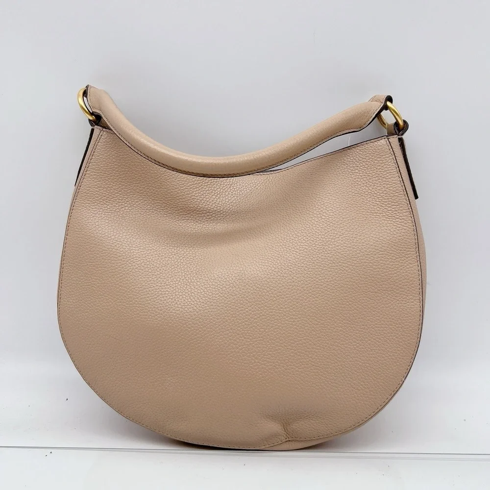 Tory Burch Carson Devon HOBO Shoulder Bag Crossbody Blush Beige Tone Leather